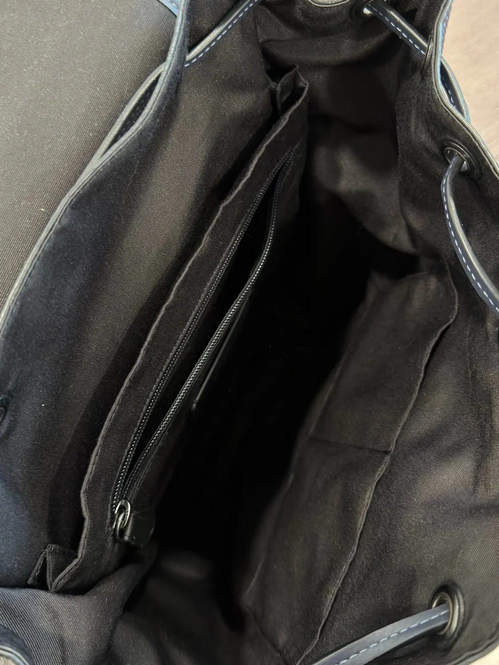 Coach Men’s Signature Jacquard Sprint Leather Backpack in Navy Blue